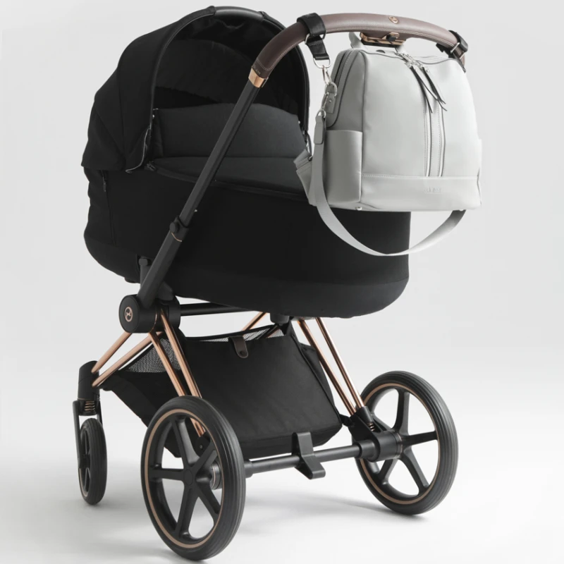 joissy-mini-torba-plecak-do-wozka-dla-mamy-grey-szary-na-wozku